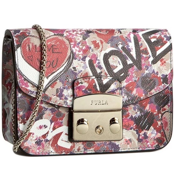 Furla Handbags - Furla Vibrant graffiti Crossbody Bag with key